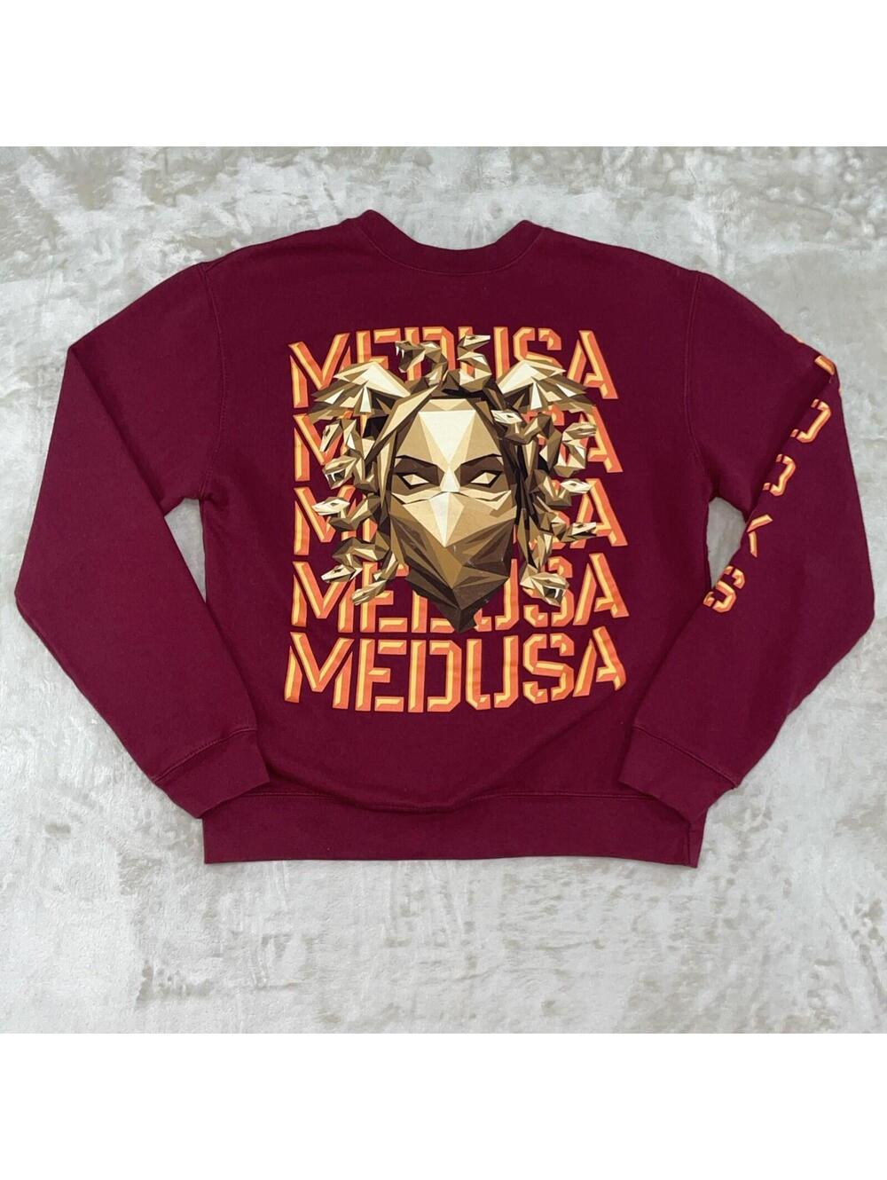 Crooks and Castles Medusa Graphic Crewneck Sweatshirt Maroon Mens Size Small